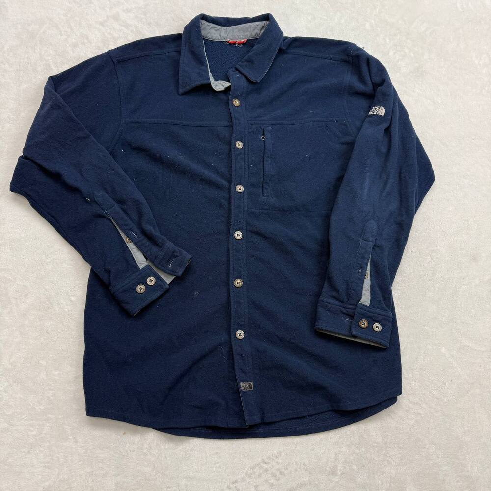 The North Face Men's Navy Blue Fleece Shirt Jacket Size XL Outdoor Button Up